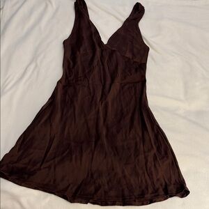 5 for $25 Brown silk vintage nightgown pajamas v neck low back size xs